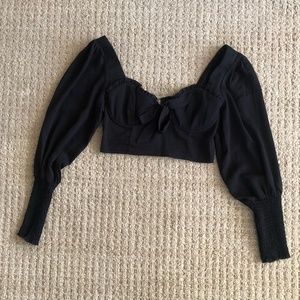 Black Long Sleeve Crop Top